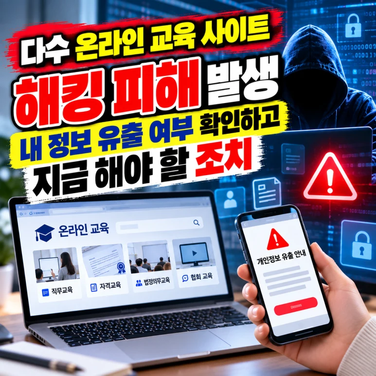 다수 온라인 교육 사이트 해킹 피해|내 정보 유출 여부 확인하고 지금 해야 할 조치 관련 이미지
